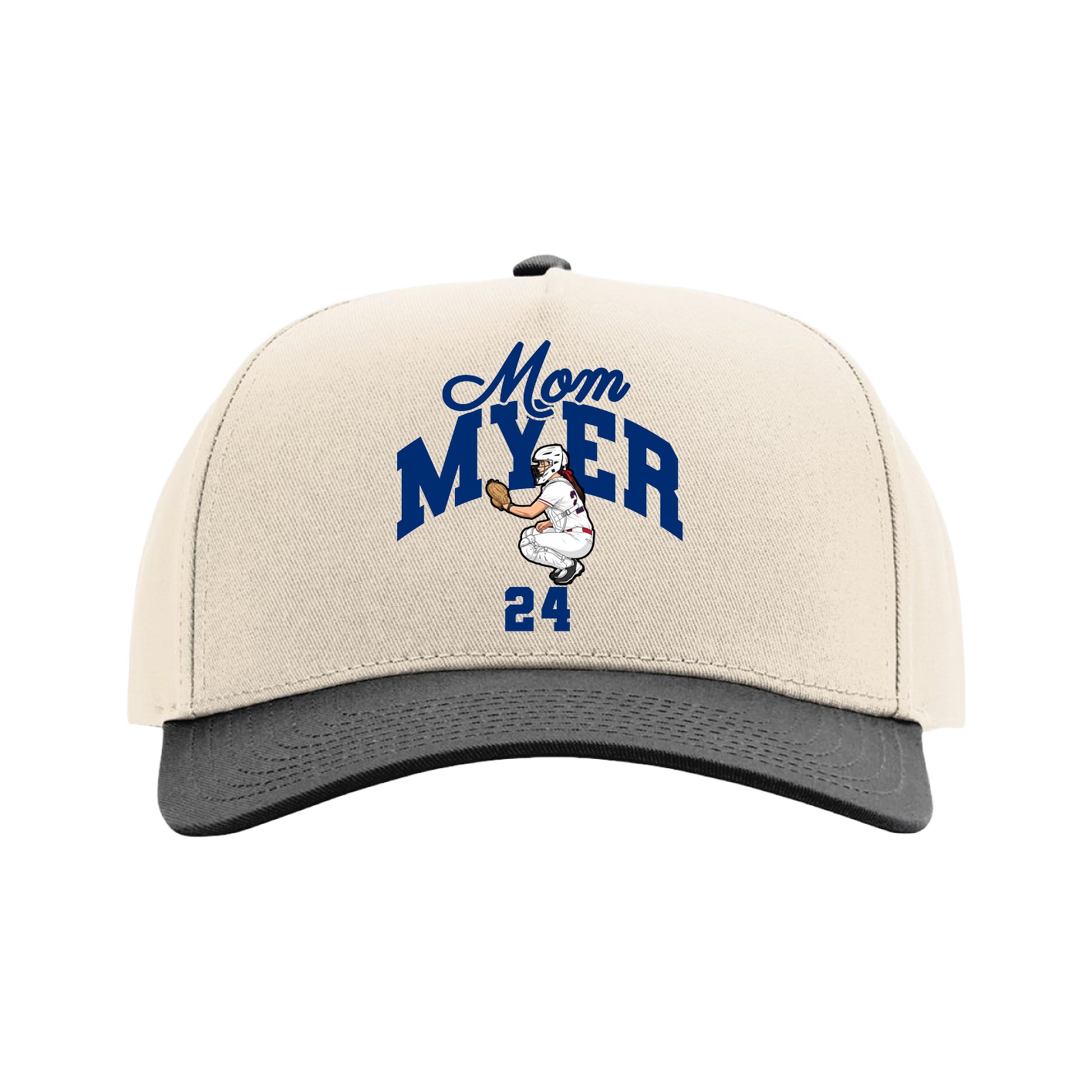 Full Fabric Five-Panel Champ Cap — Mothers Day Arch in Cream/Black