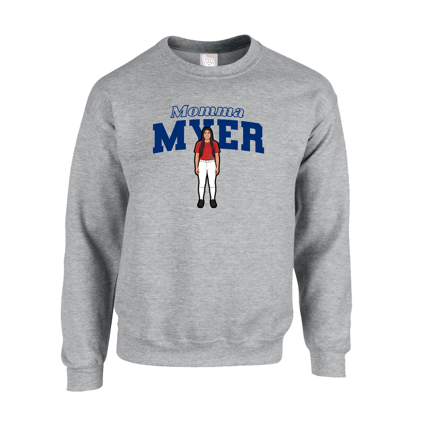 Fleece Crew — Mothers Day Block in Grey