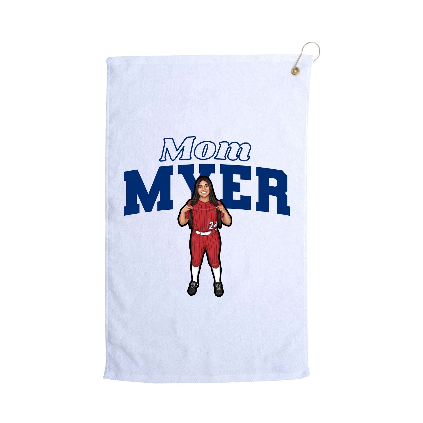 Golf Towel — Mothers Day Block in White