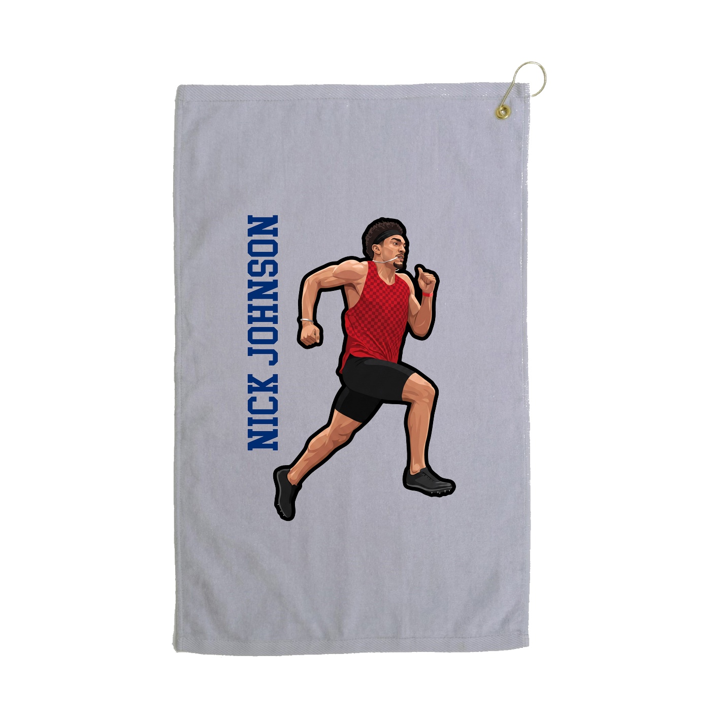 Golf Towel — Name Vertical in Grey