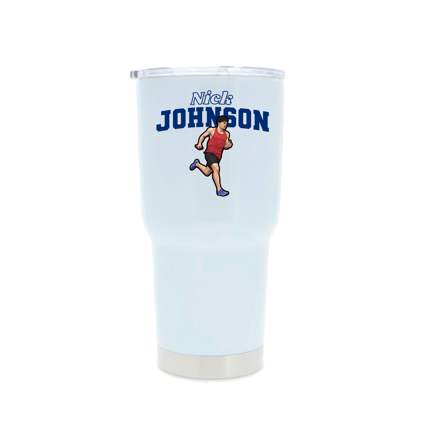 30oz Stainless Steel Tumbler — Name Arch in White