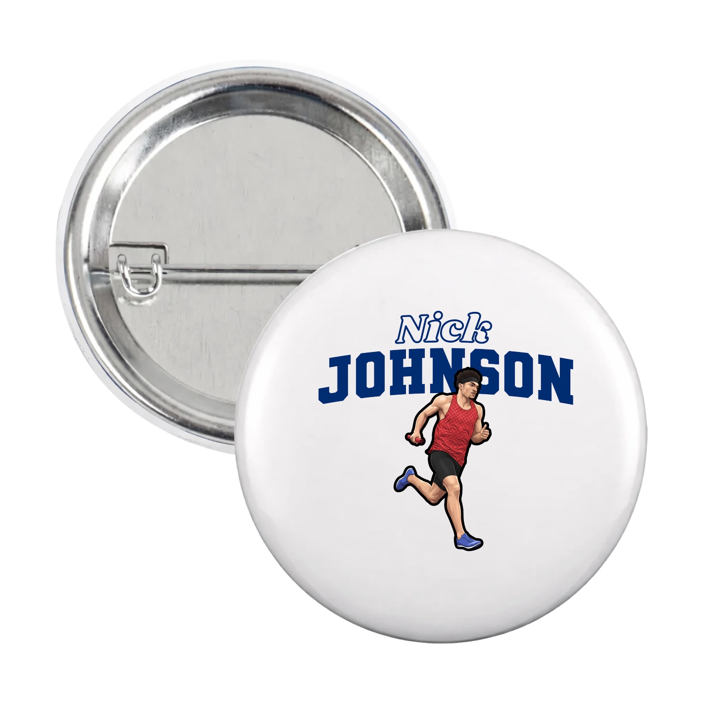 Game Day Button — Name Arch in White