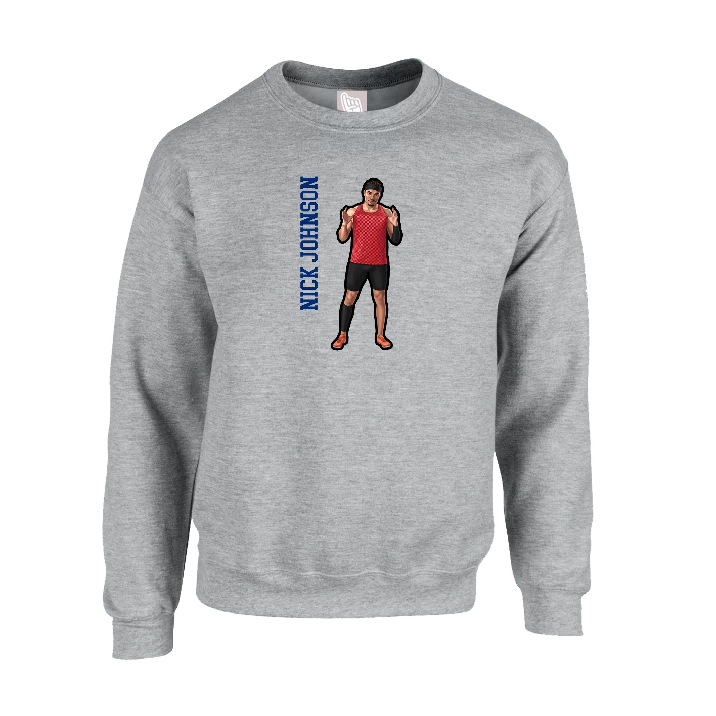 Fleece Crew — Name Vertical in Grey