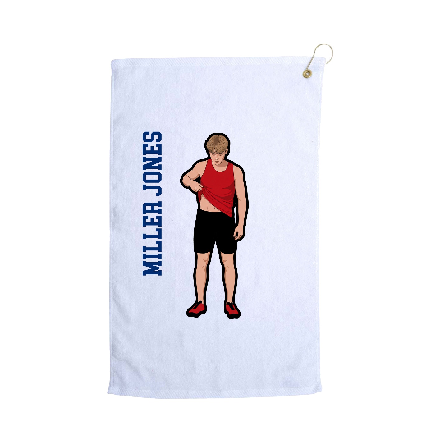 Golf Towel — Name Vertical in White