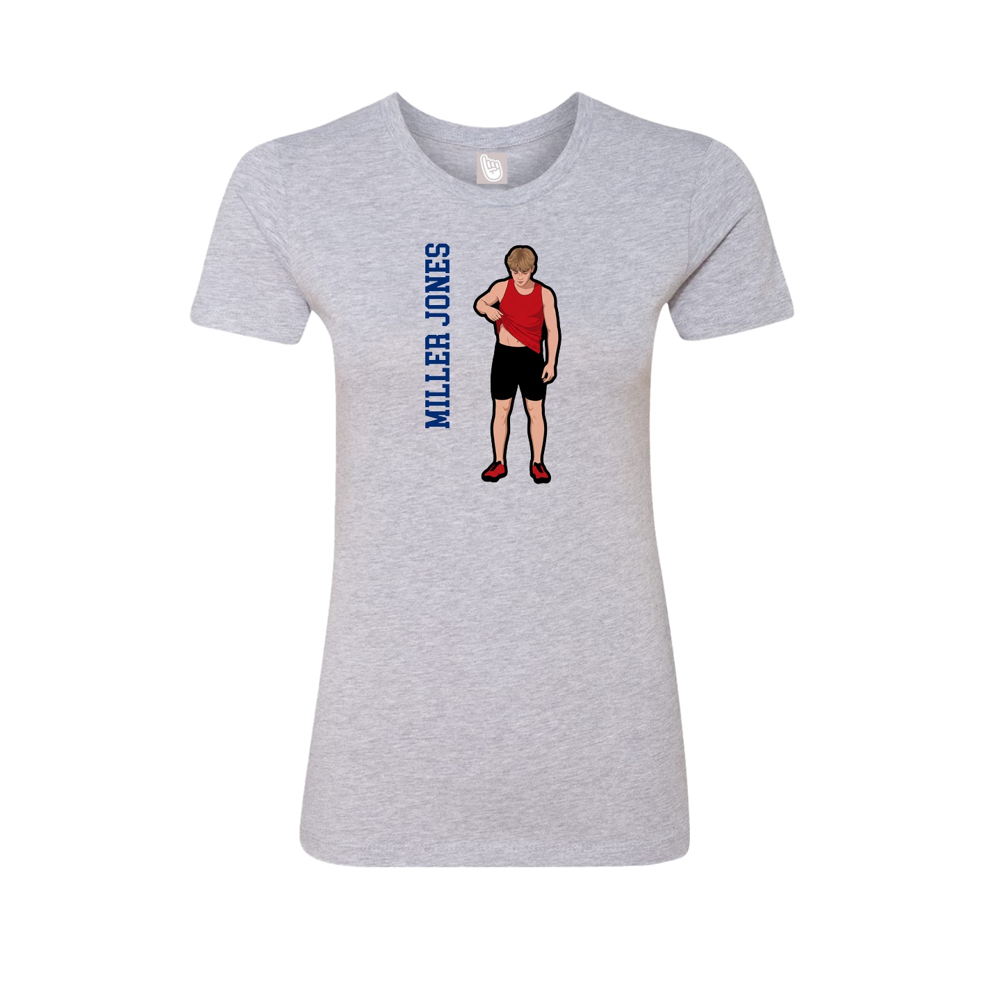 Fitted Women's Tee — Name Vertical in Grey
