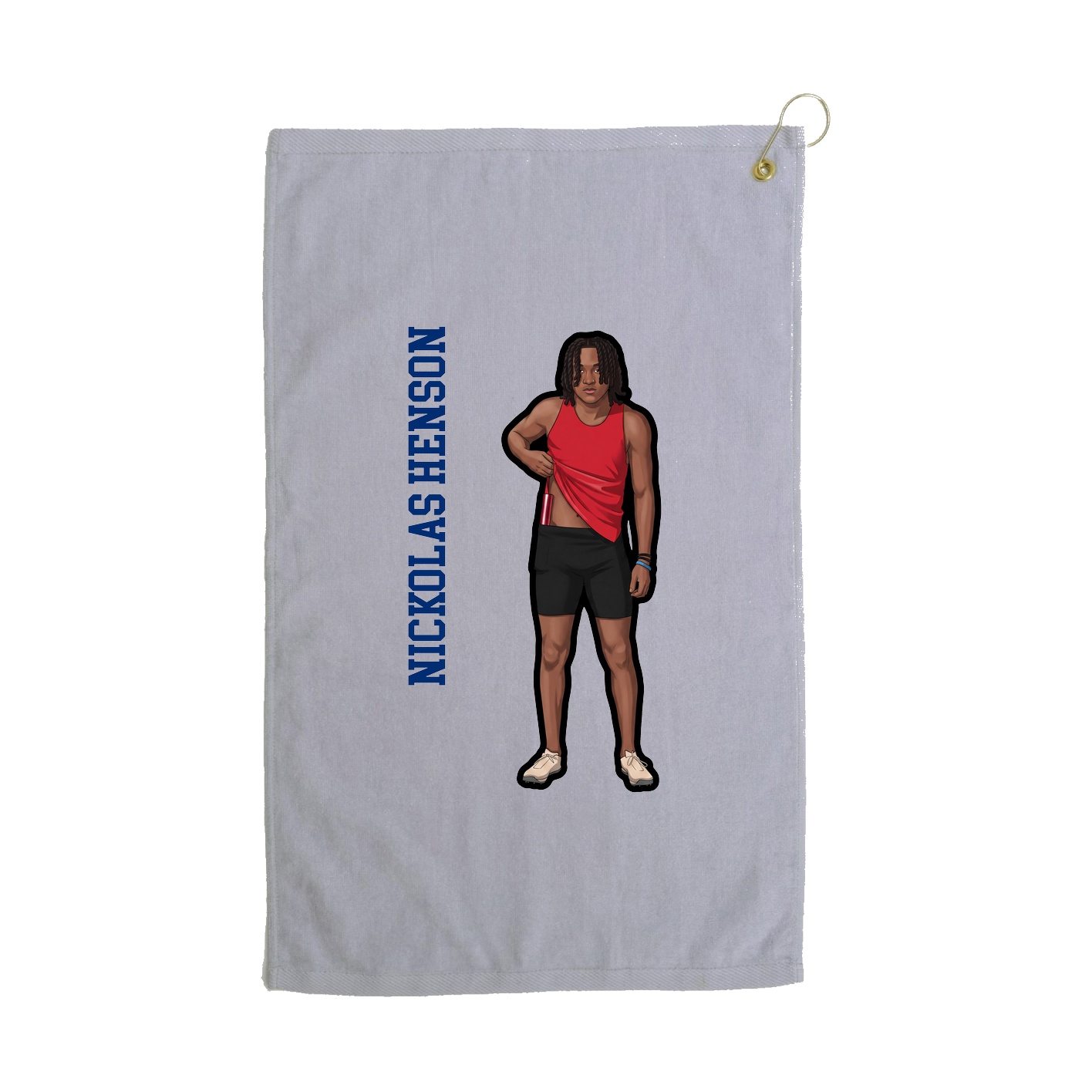 Golf Towel — Name Vertical in Grey