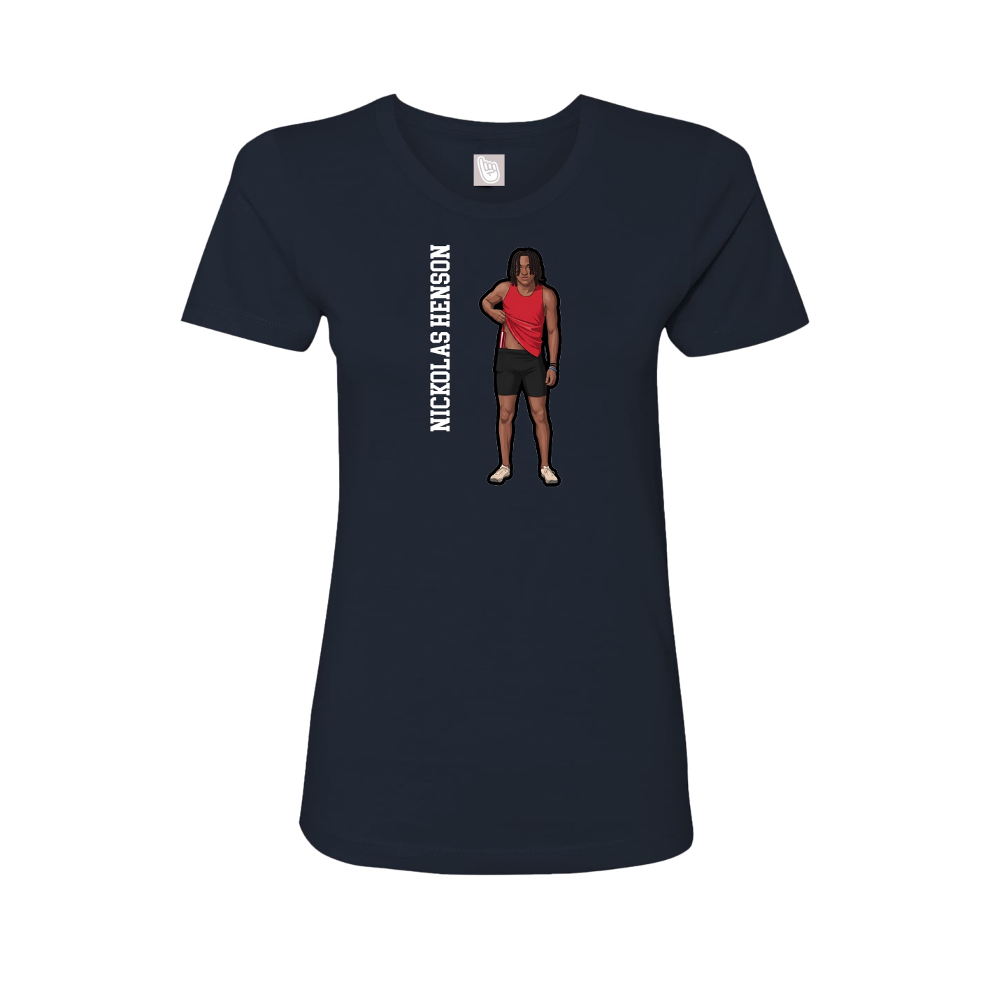 Fitted Women's Tee — Name Vertical in Navy