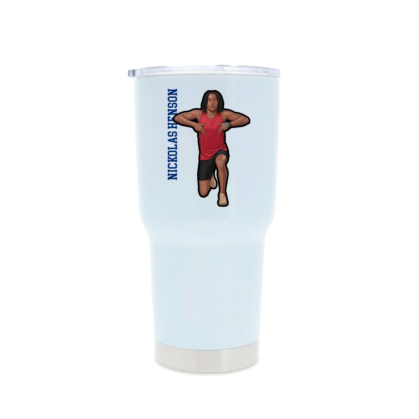 30oz Stainless Steel Tumbler — Name Vertical in White
