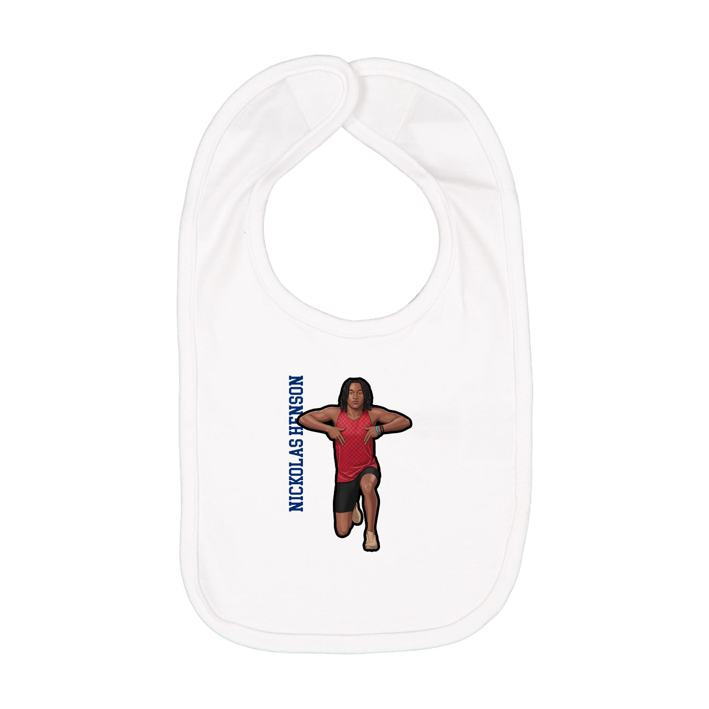 Infant Bib — Name Vertical in White