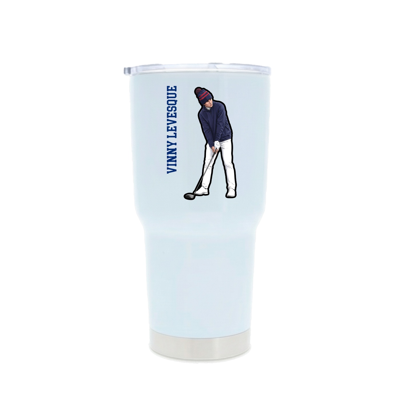 30oz Stainless Steel Tumbler — Name Vertical in White