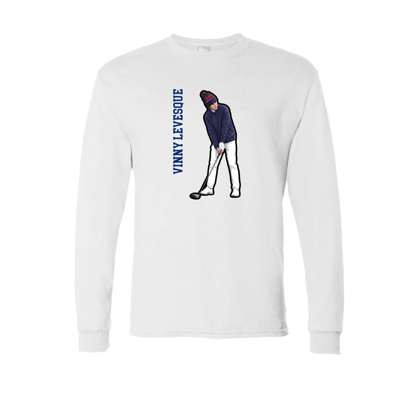Long Sleeve Tee — Name Vertical in White