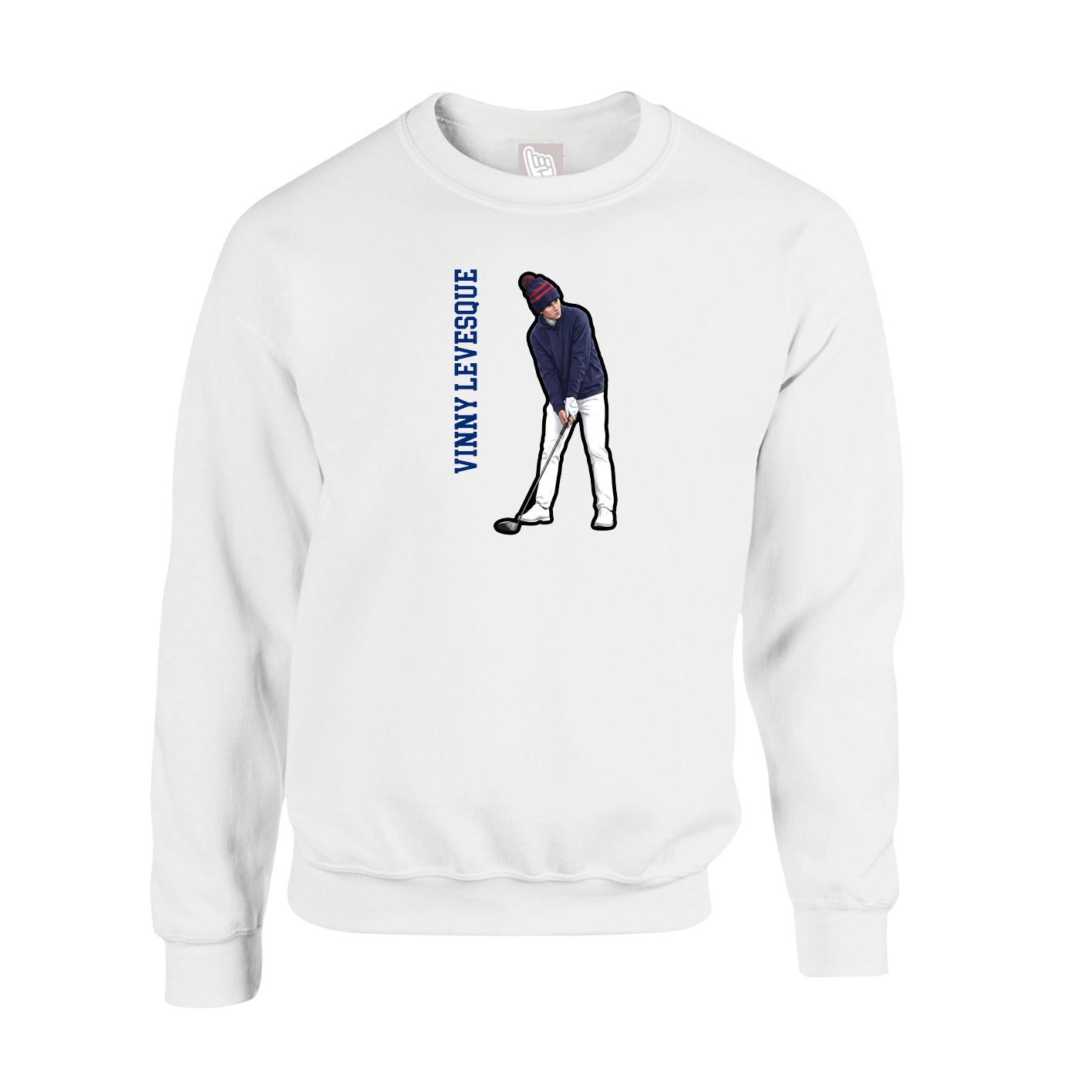 Fleece Crew — Name Vertical in White