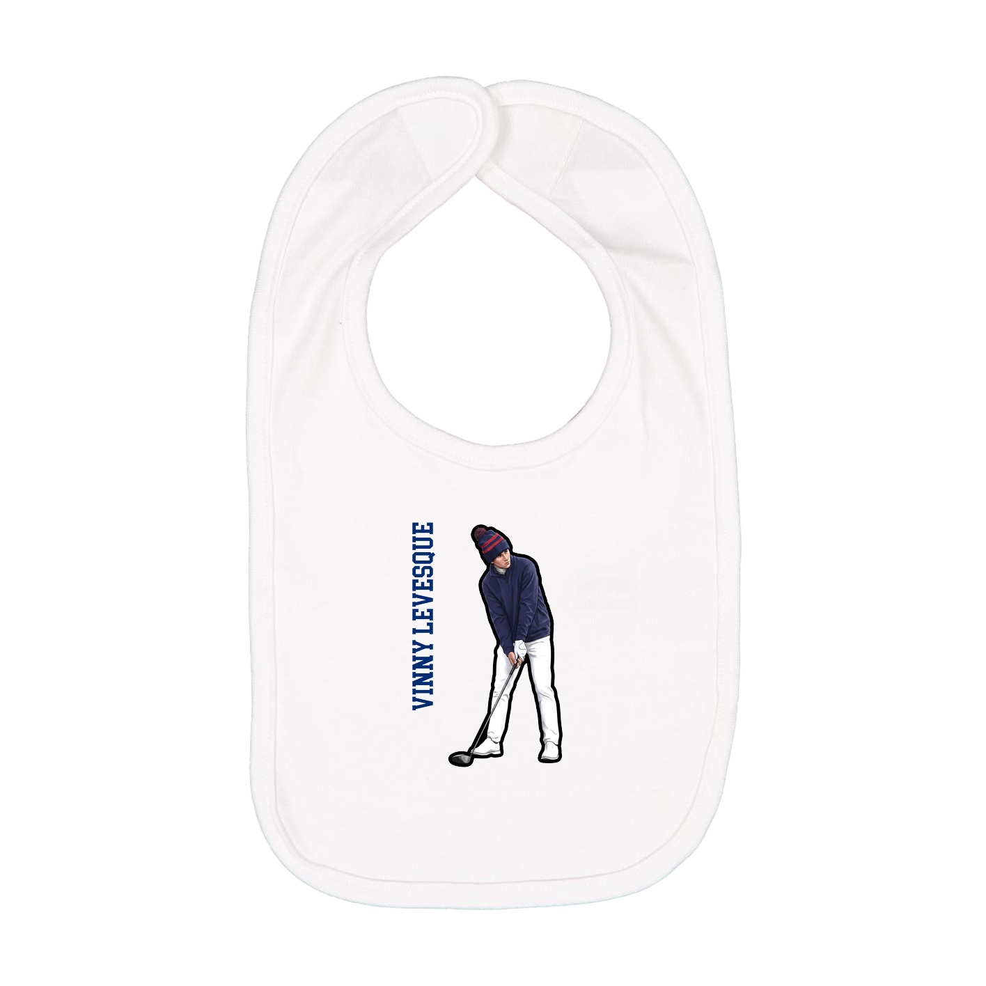 Infant Bib — Name Vertical in White