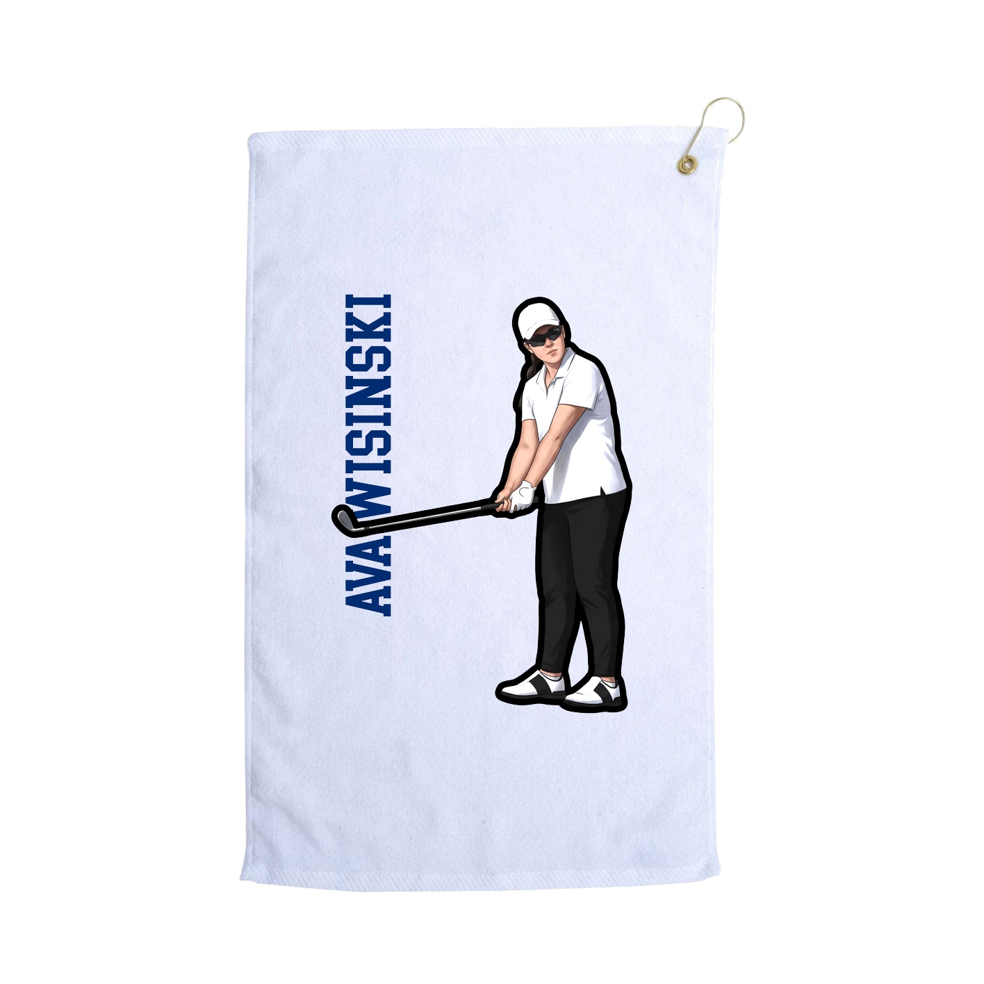 Golf Towel — Name Vertical in White