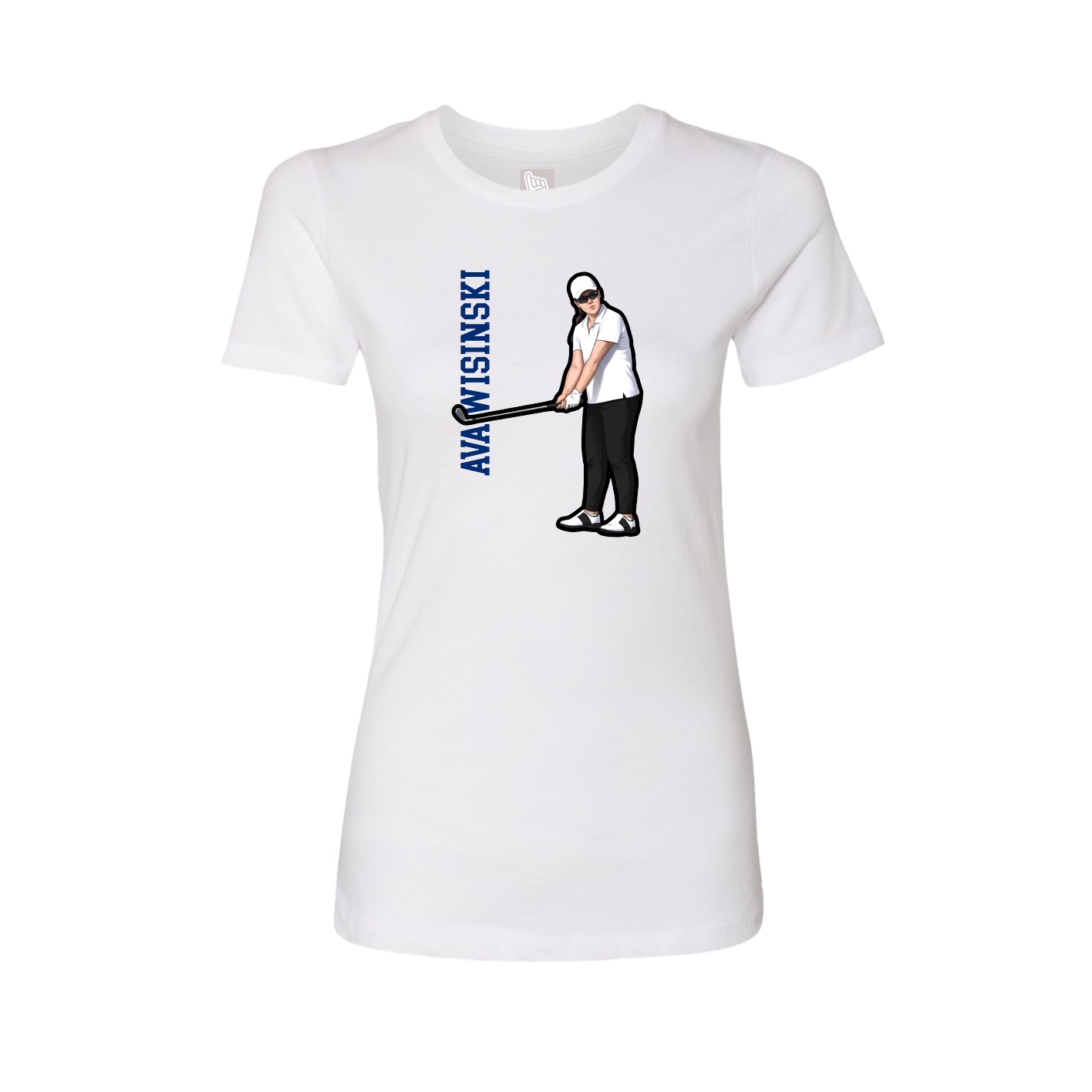 Fitted Women's Tee — Name Vertical in White