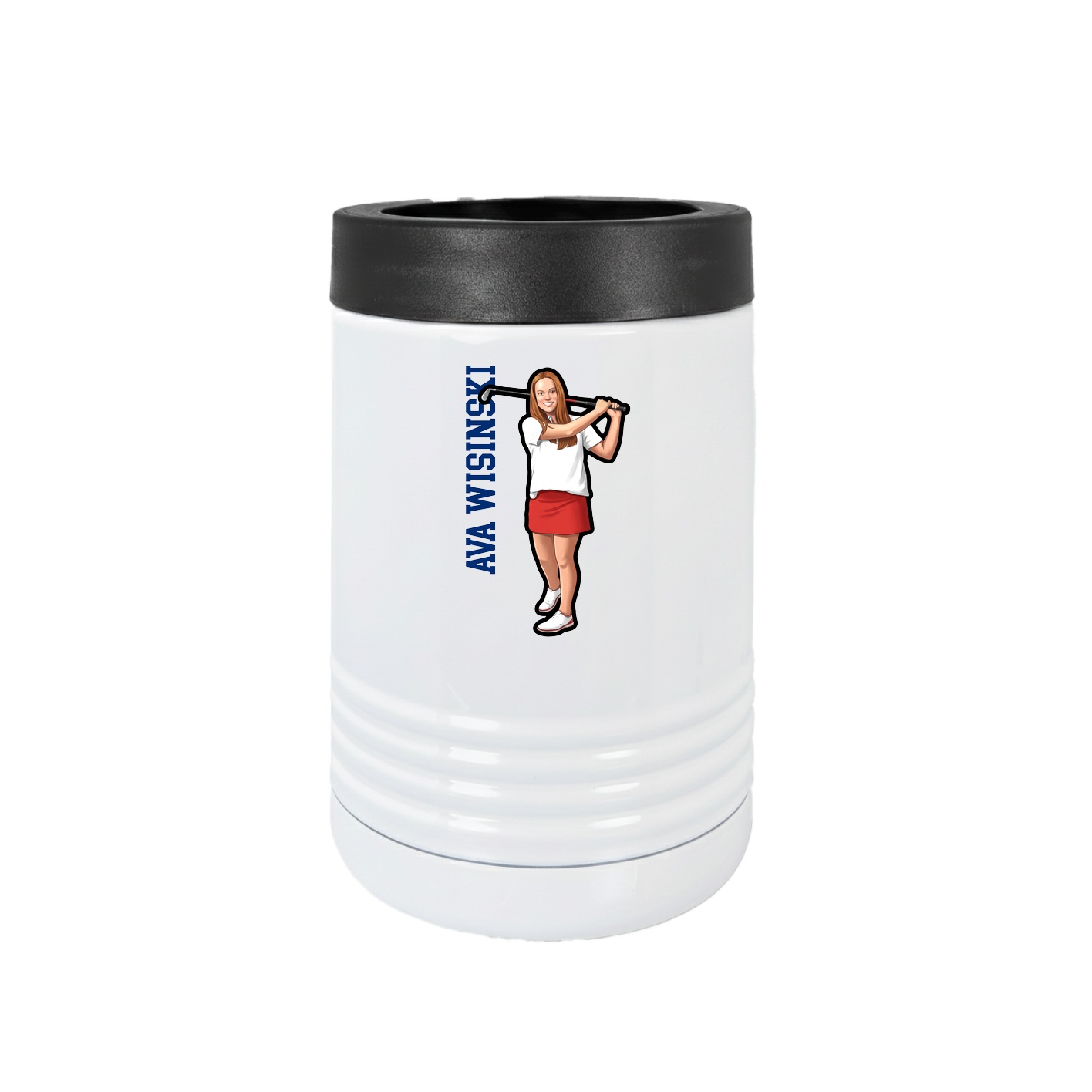 Beverage Holder — Name Vertical in White