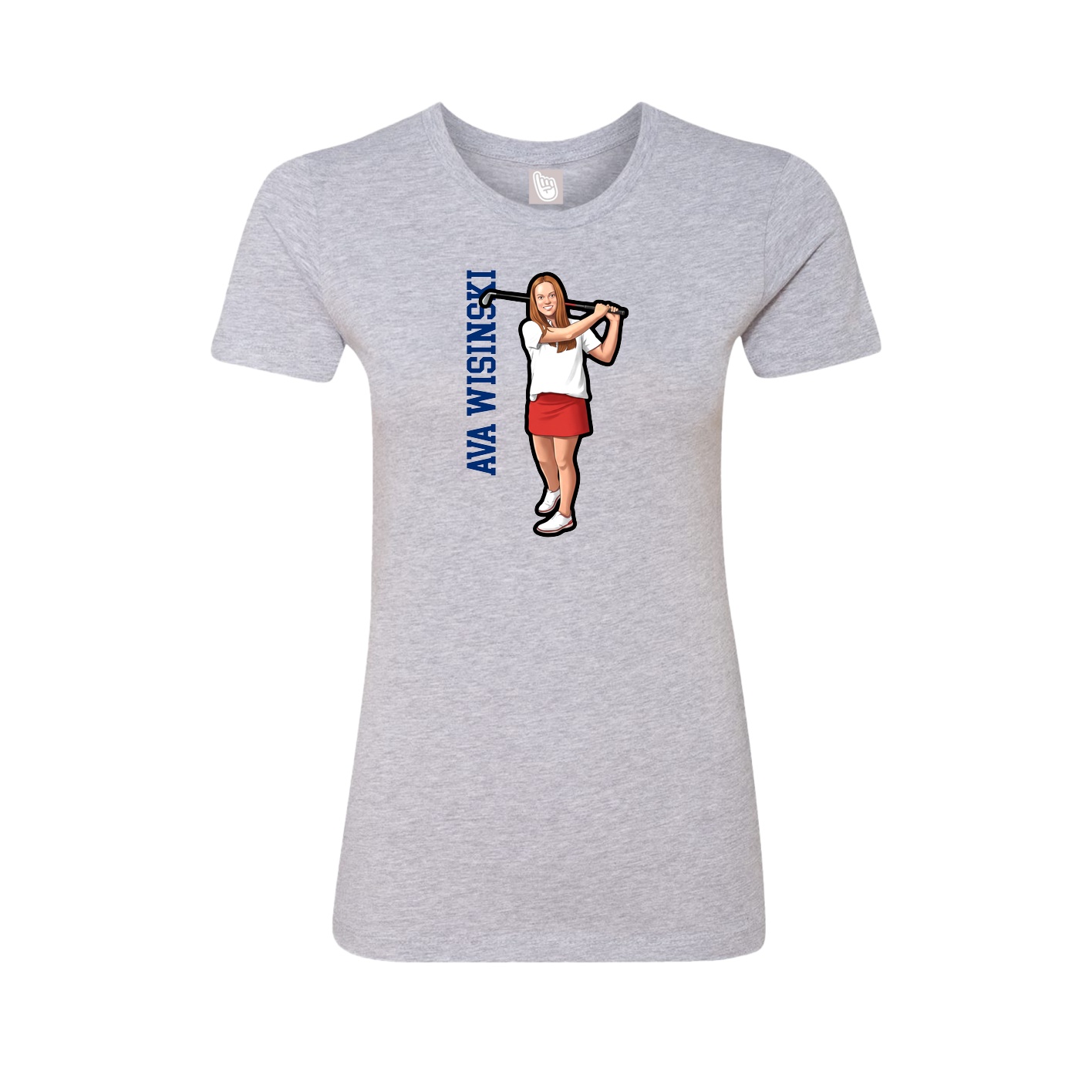 Fitted Women's Tee — Name Vertical in Grey