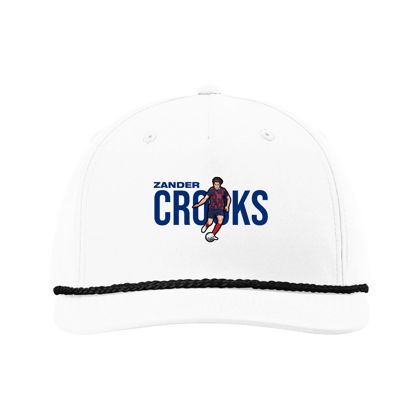 Five-Panel Classic Rope Cap — Player Name in White