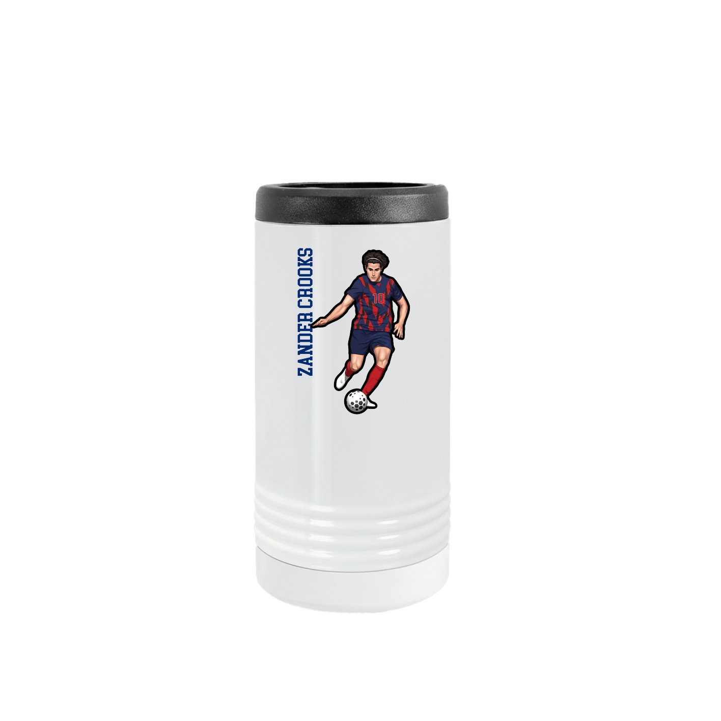 Slim Beverage Holder — Name Vertical in White
