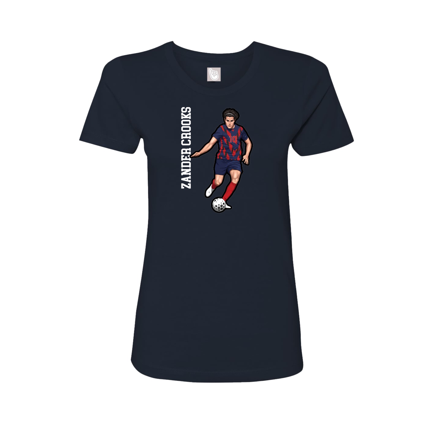 Fitted Women's Tee — Name Vertical in Navy