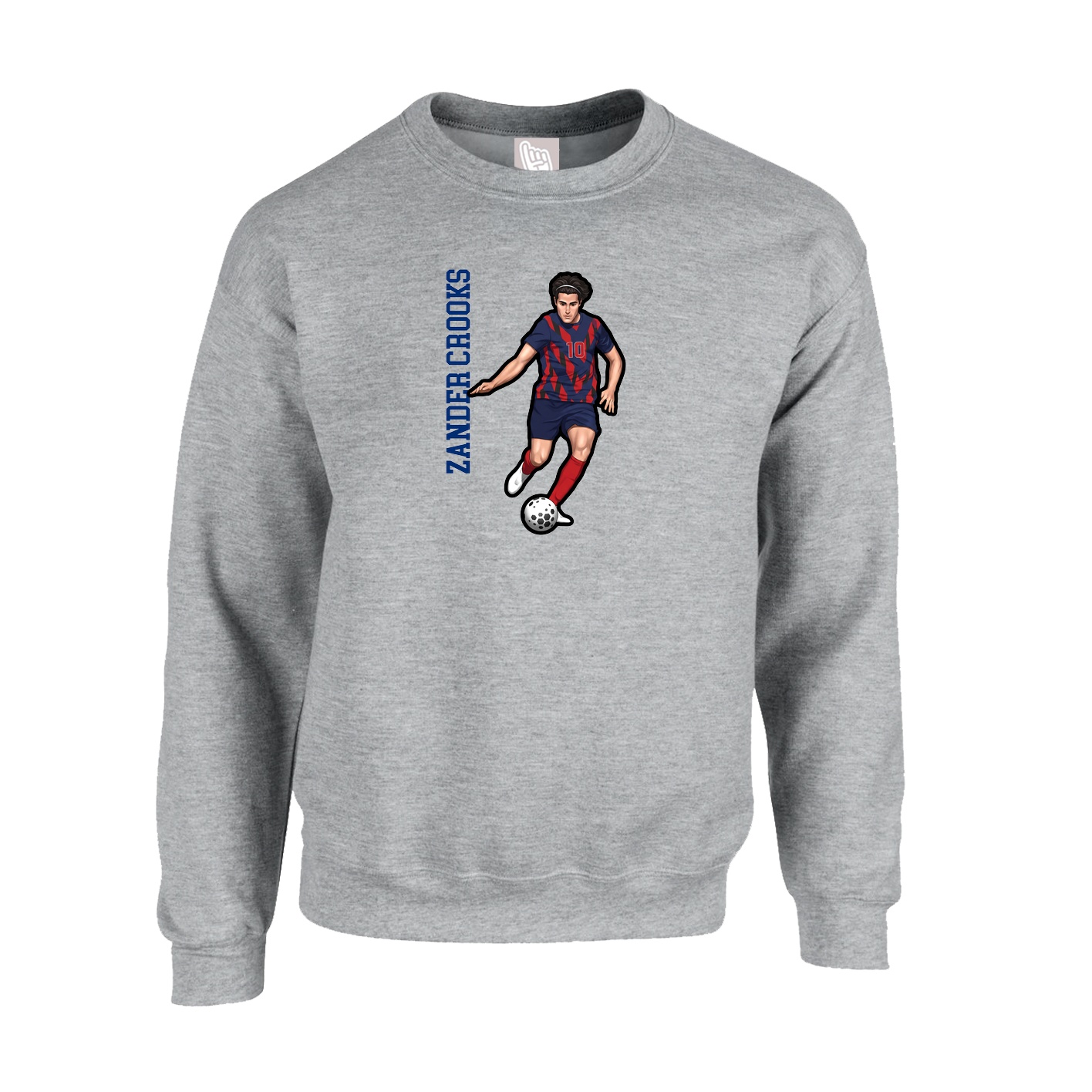 Fleece Crew — Name Vertical in Grey