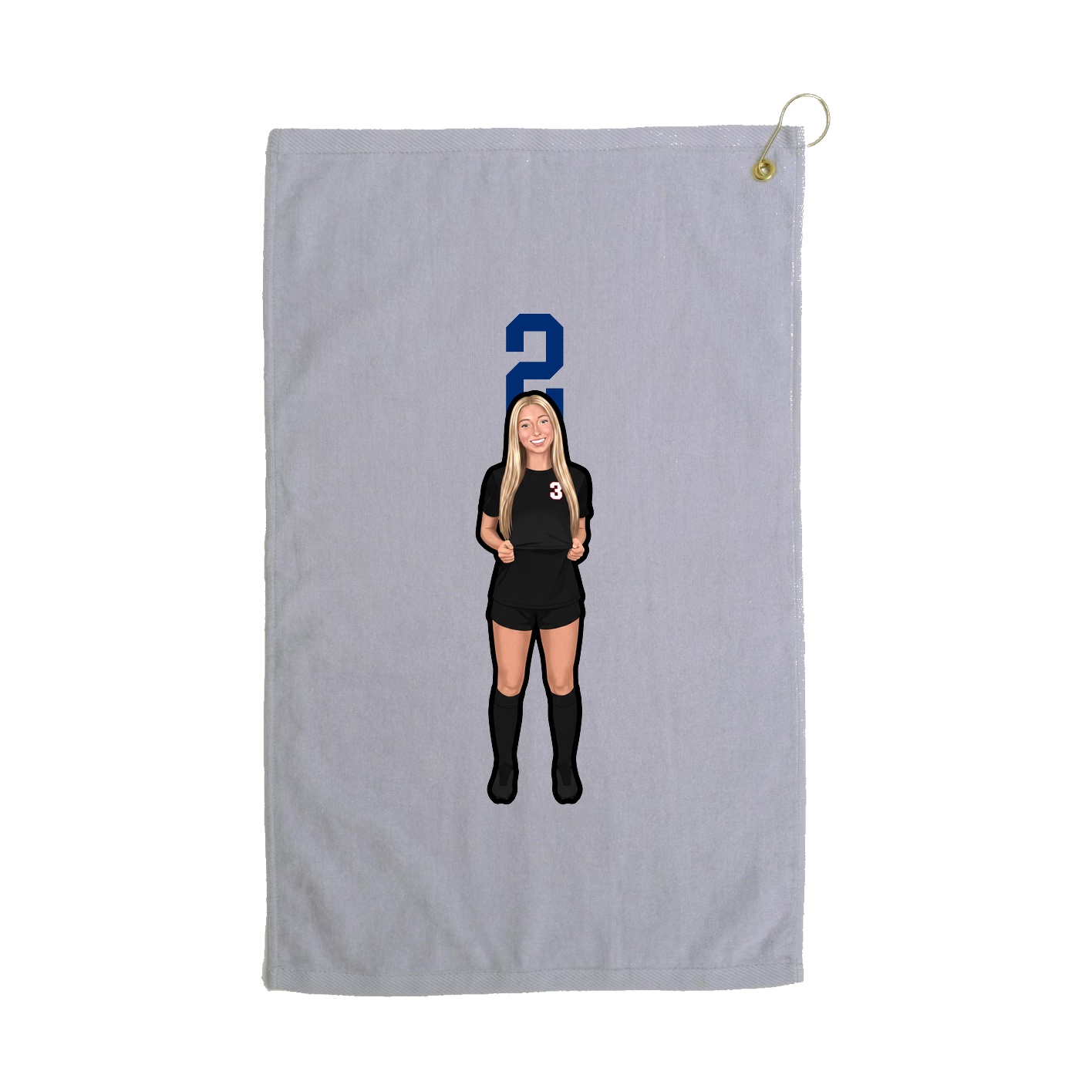 Golf Towel — Number Top in Grey