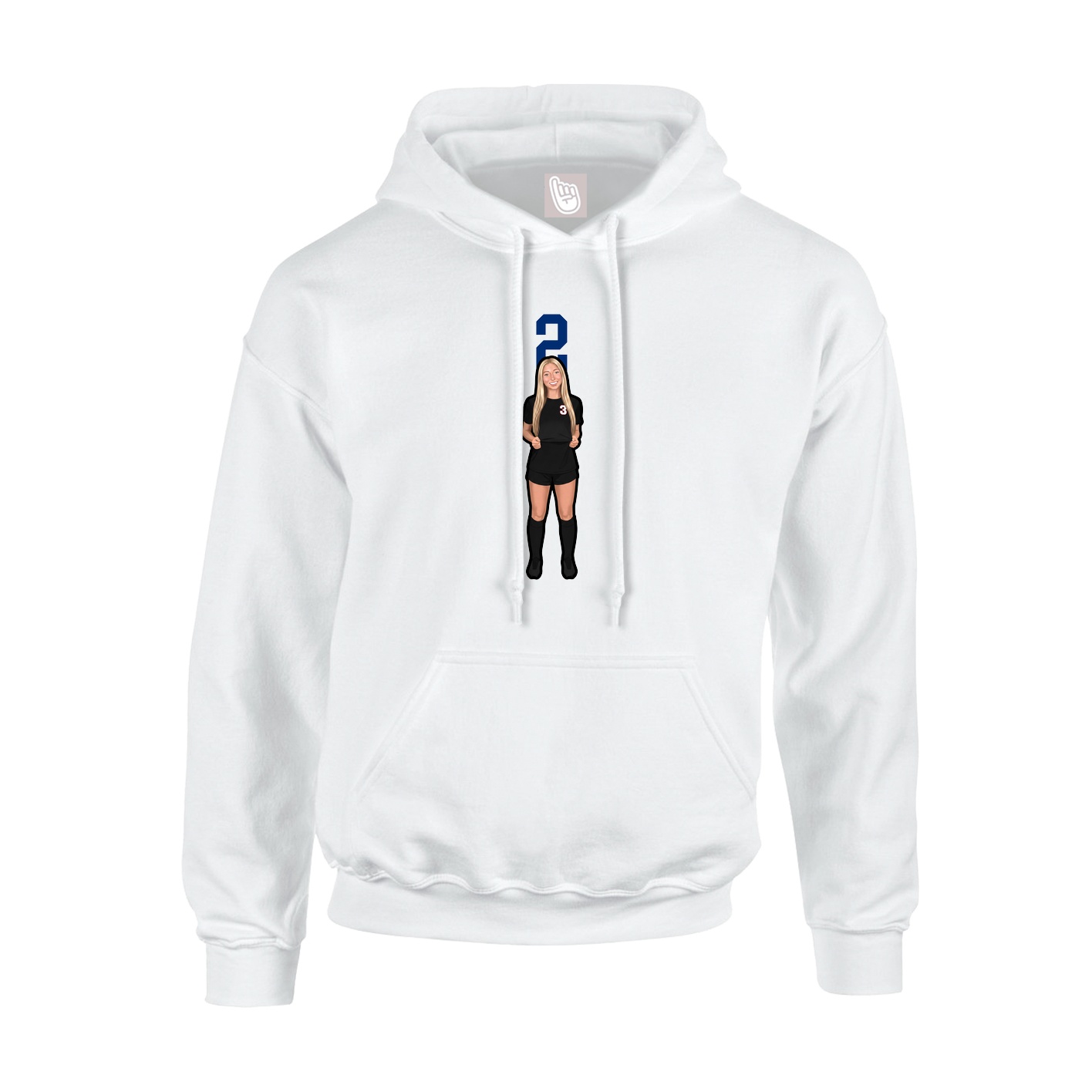 Youth Hoodie — Number Top in White