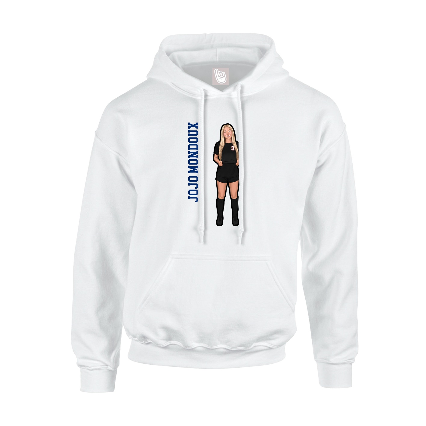 Youth Hoodie — Name Vertical in White