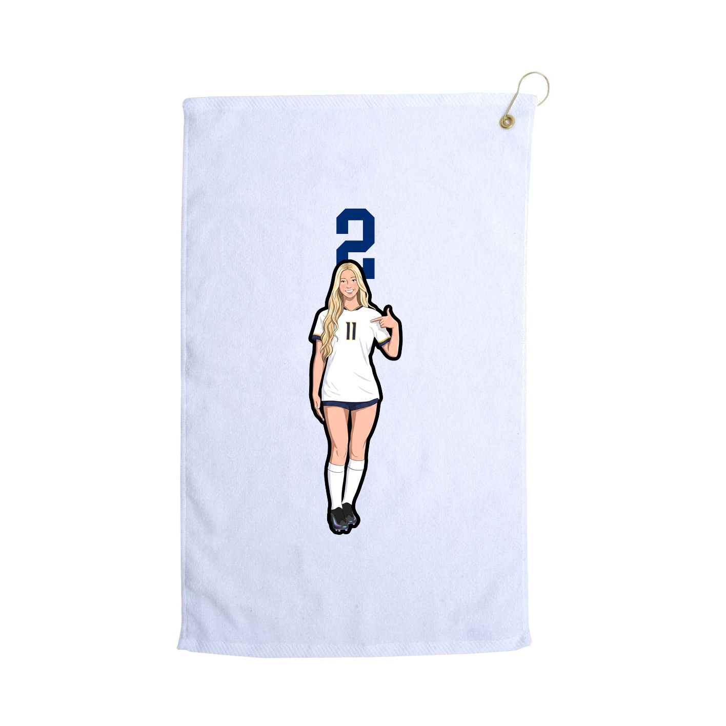 Golf Towel — Number Top in White