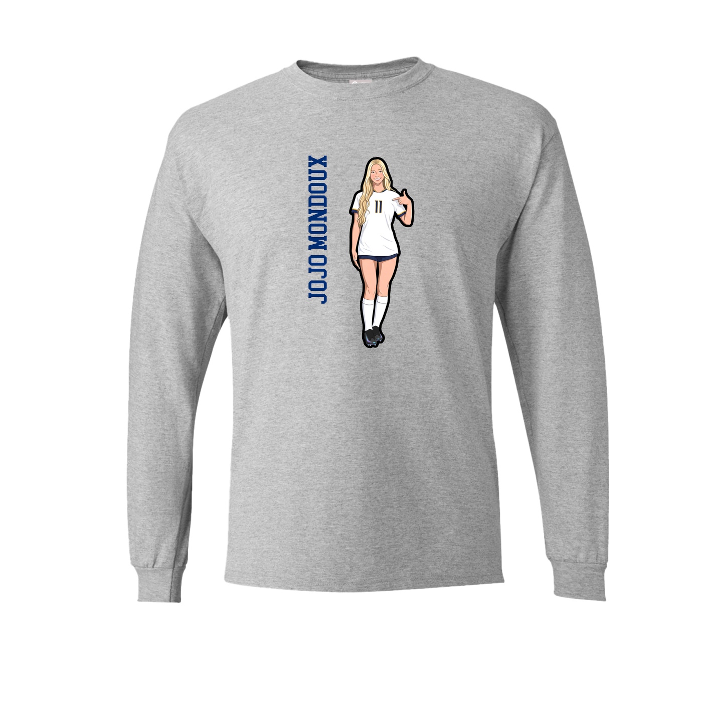 Long Sleeve Tee — Name Vertical in Grey