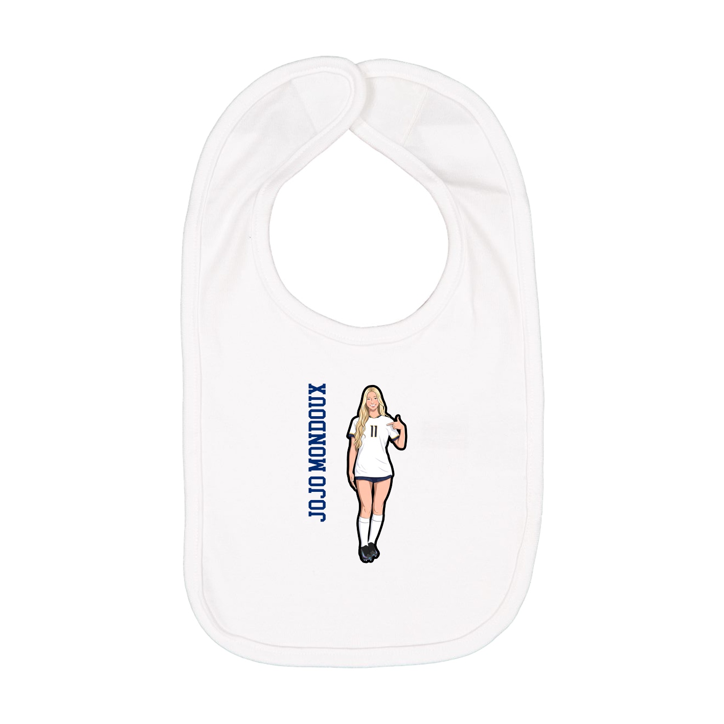 Infant Bib — Name Vertical in White