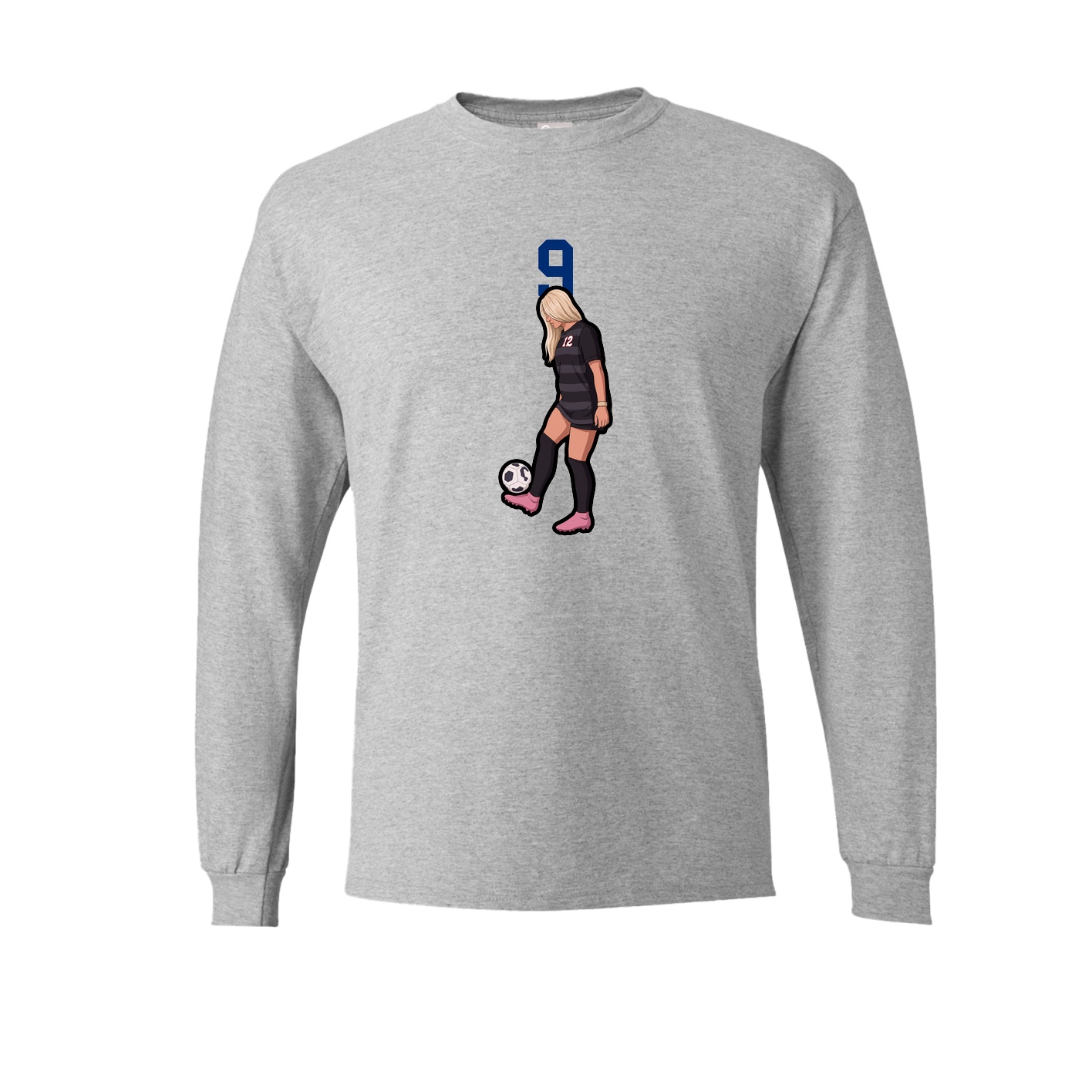 Long Sleeve Tee — Number Top in Grey