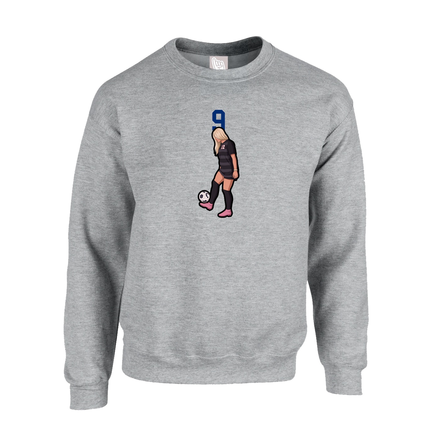 Fleece Crew — Number Top in Grey
