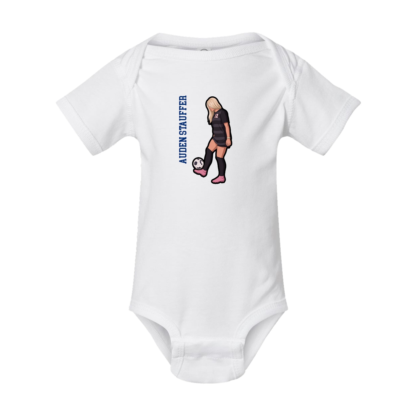 Baby Onesie — Name Vertical in White