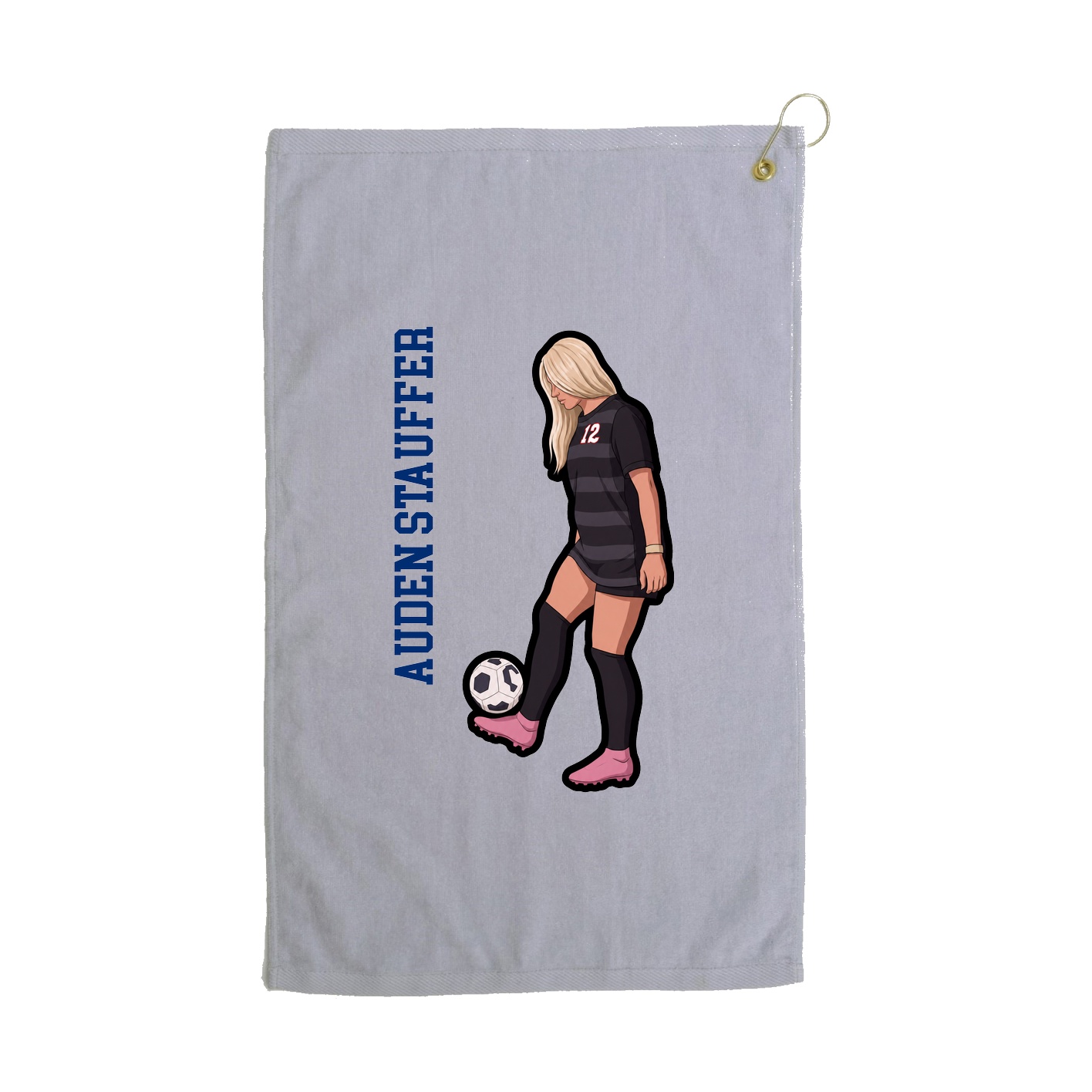 Golf Towel — Name Vertical in Grey