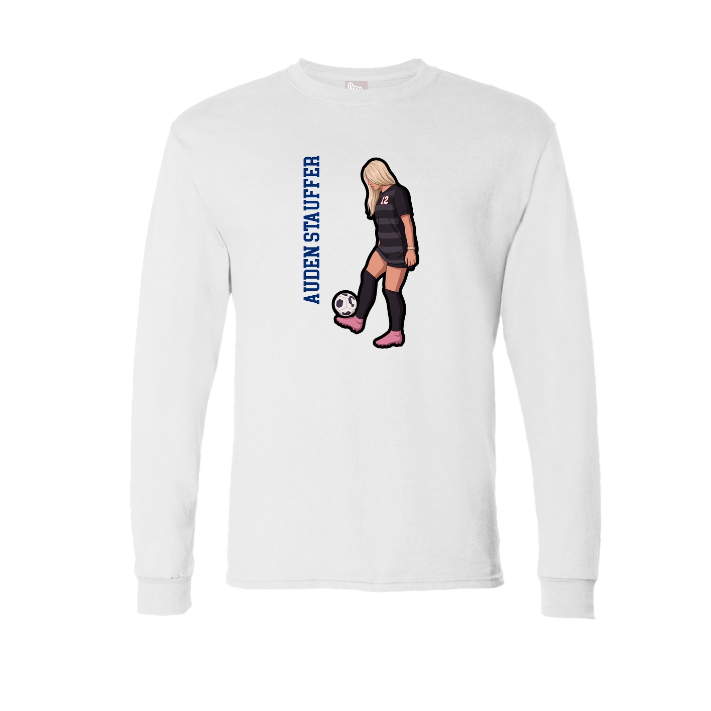 Long Sleeve Tee — Name Vertical in White