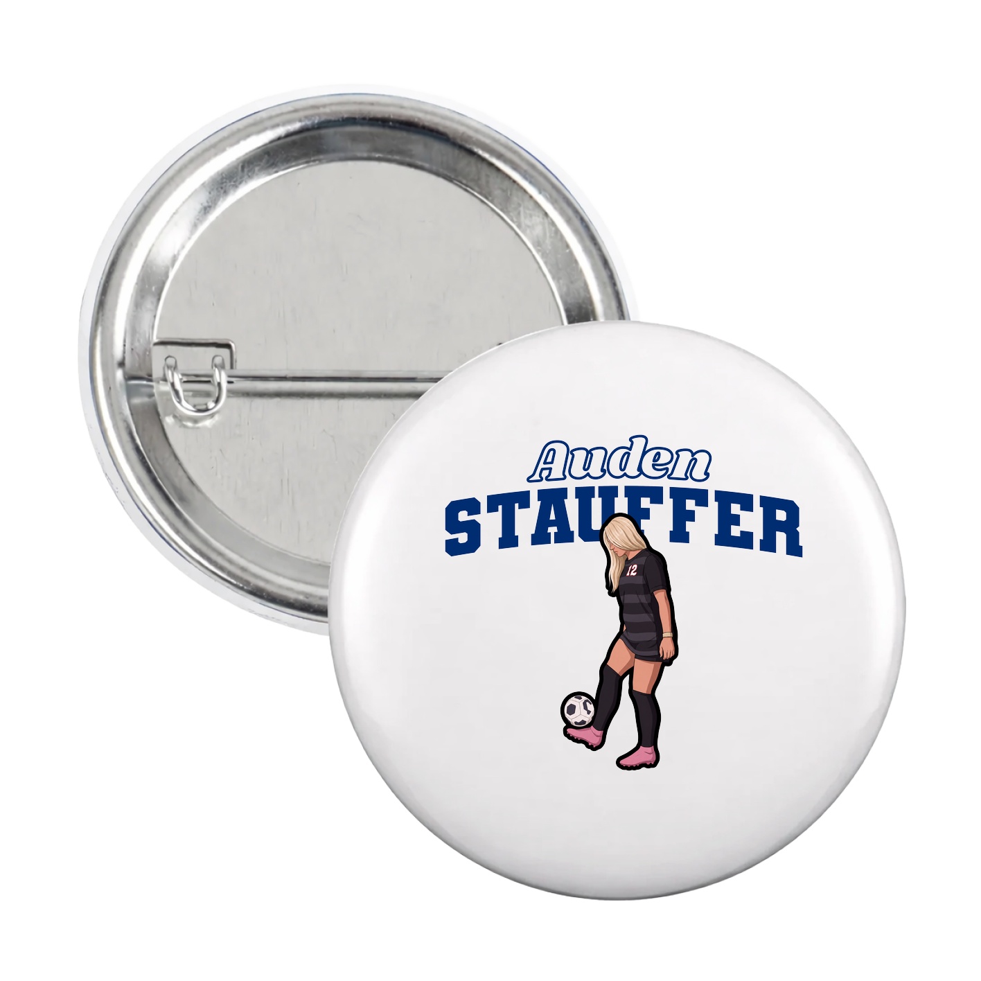 Game Day Button — Name Arch in White