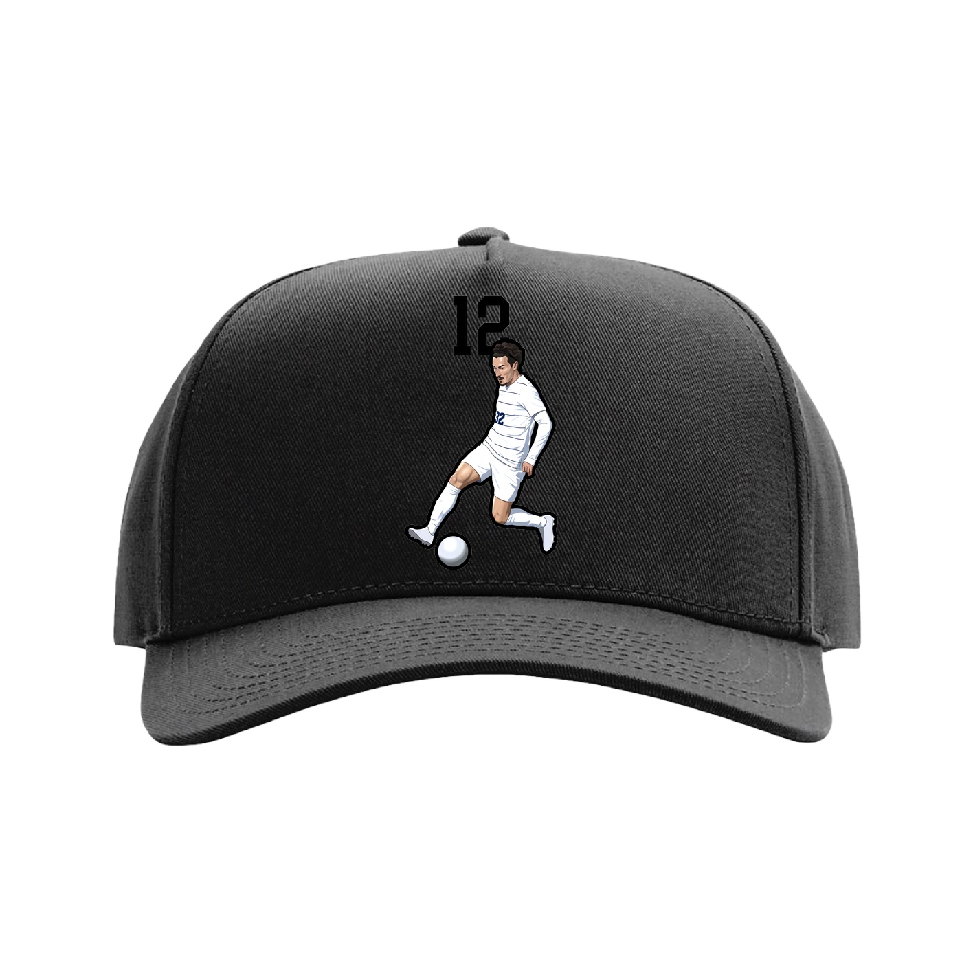 Full Fabric Five-Panel Champ Cap — Number Top in Black