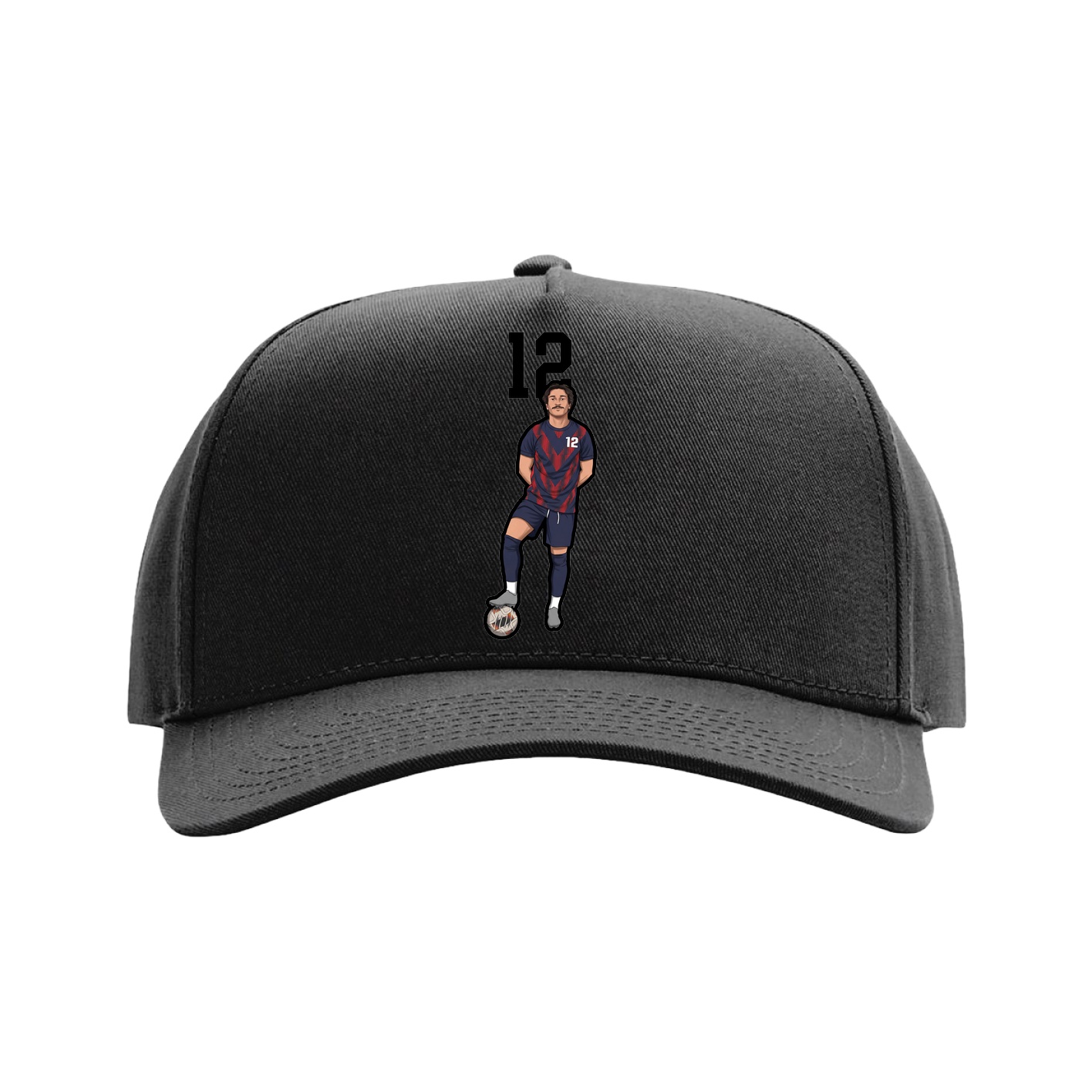 Full Fabric Five-Panel Champ Cap — Number Top in Black