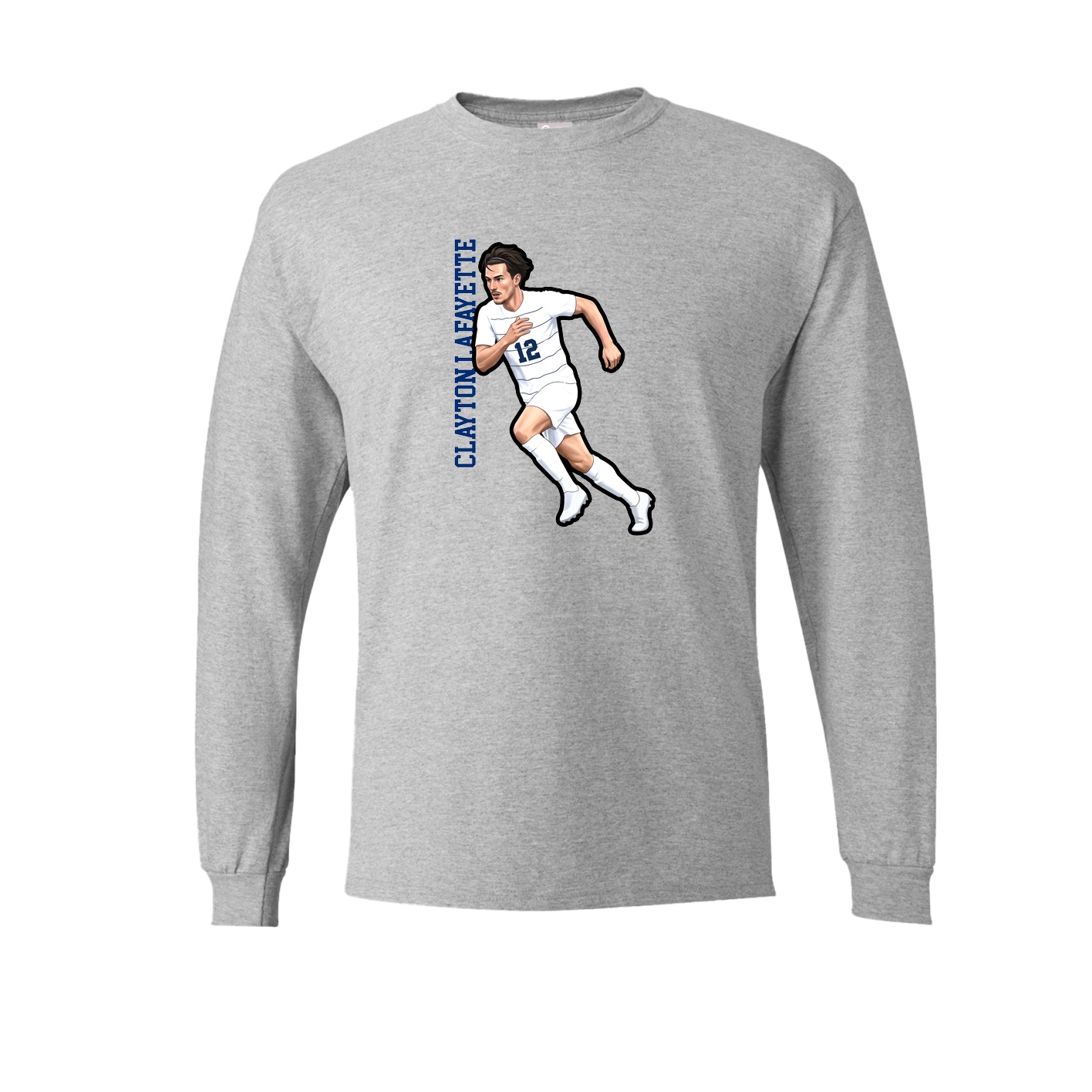 Long Sleeve Tee — Name Vertical in Grey