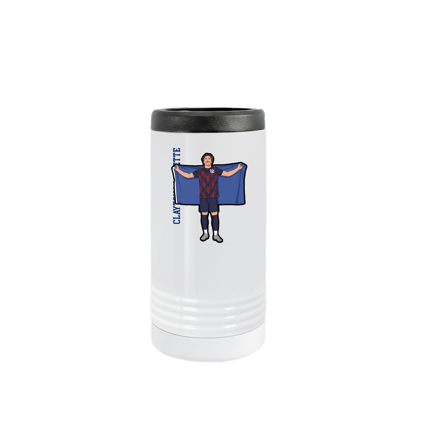Slim Beverage Holder — Name Vertical in White