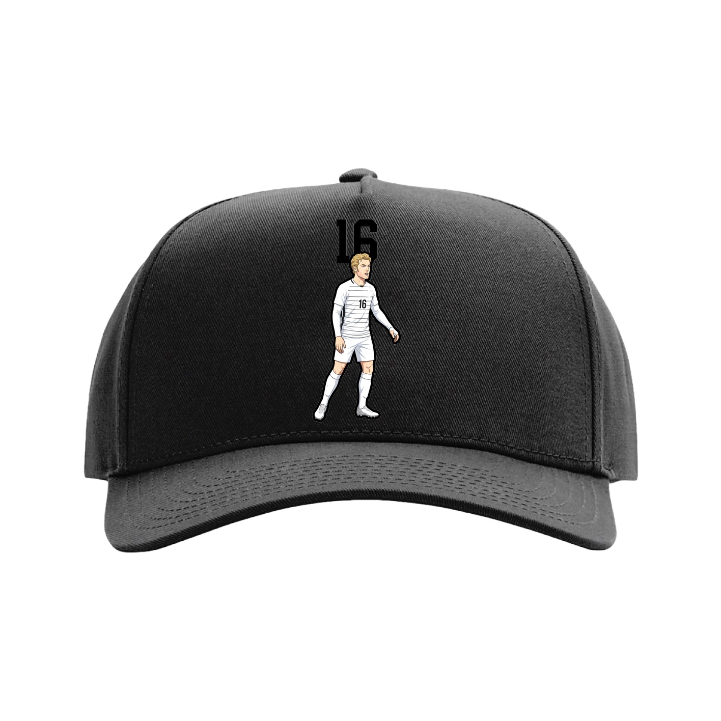 Full Fabric Five-Panel Champ Cap — Number Top in Black