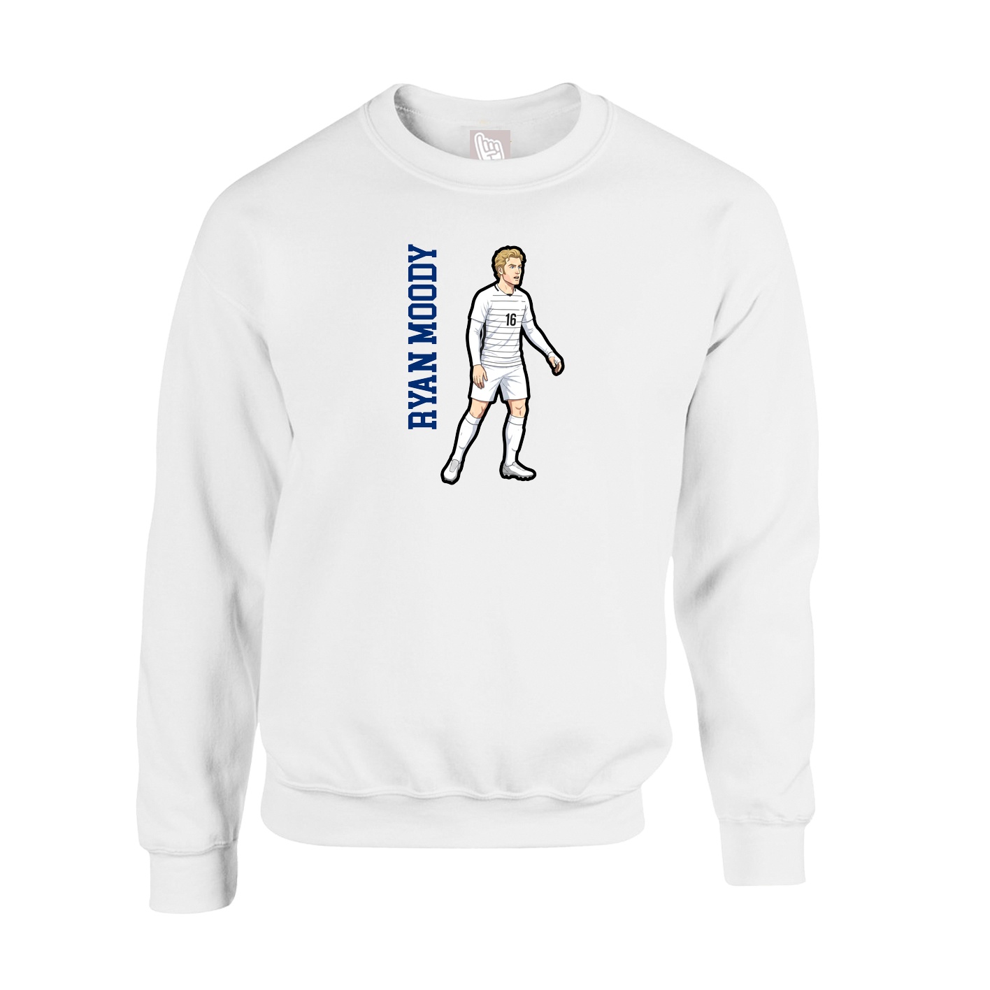 Fleece Crew — Name Vertical in White