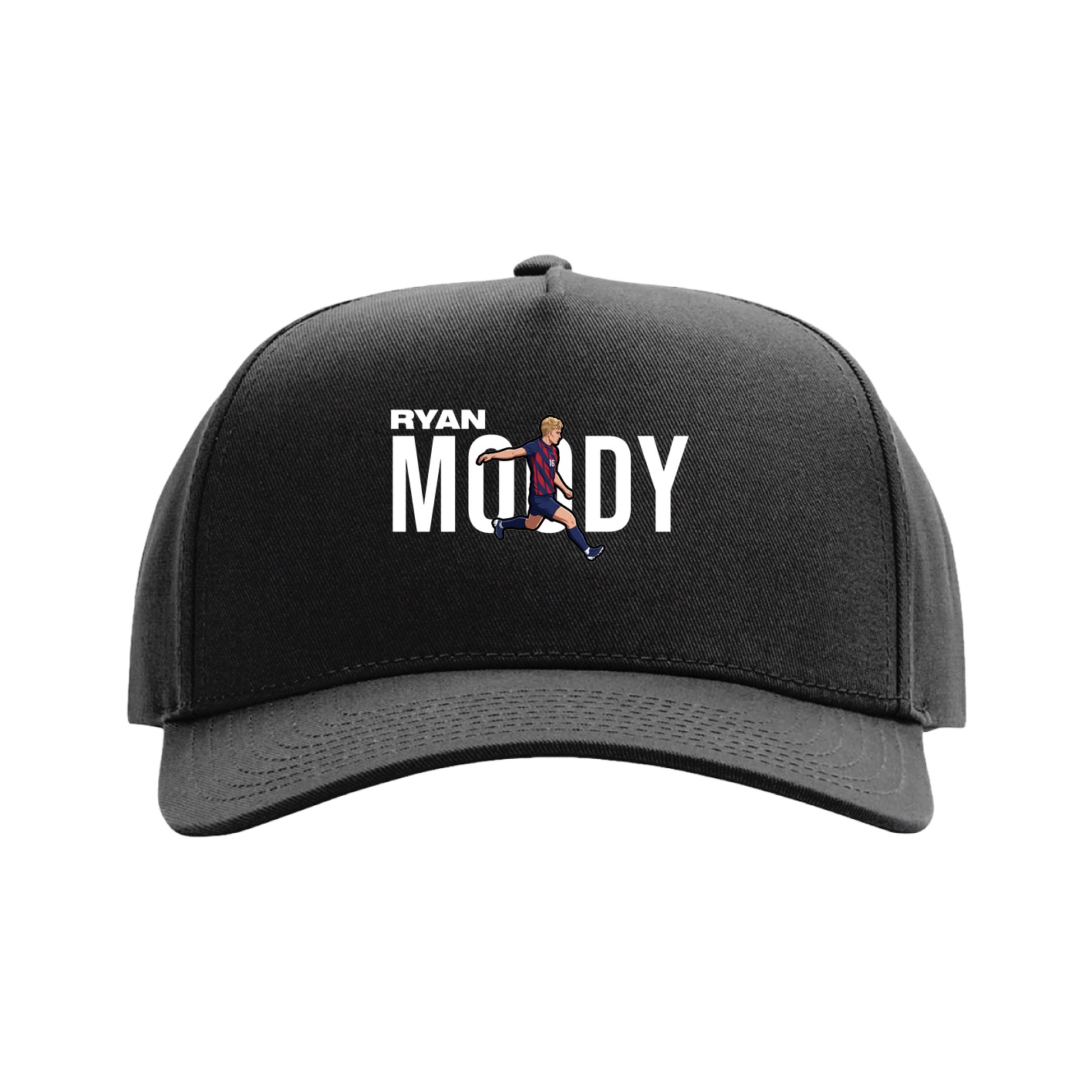 Full Fabric Five-Panel Champ Cap — Player Name in Black