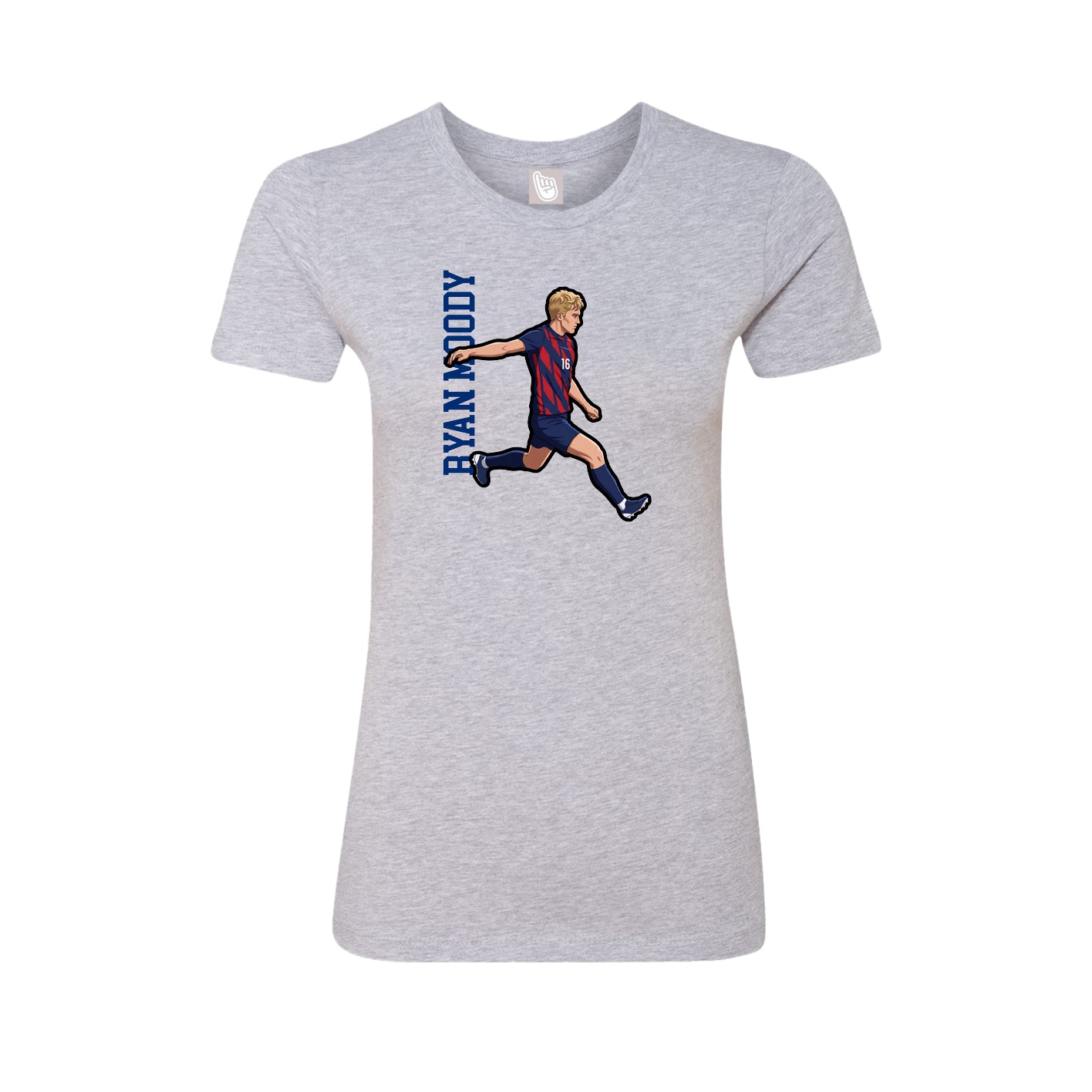 Fitted Women's Tee — Name Vertical in Grey