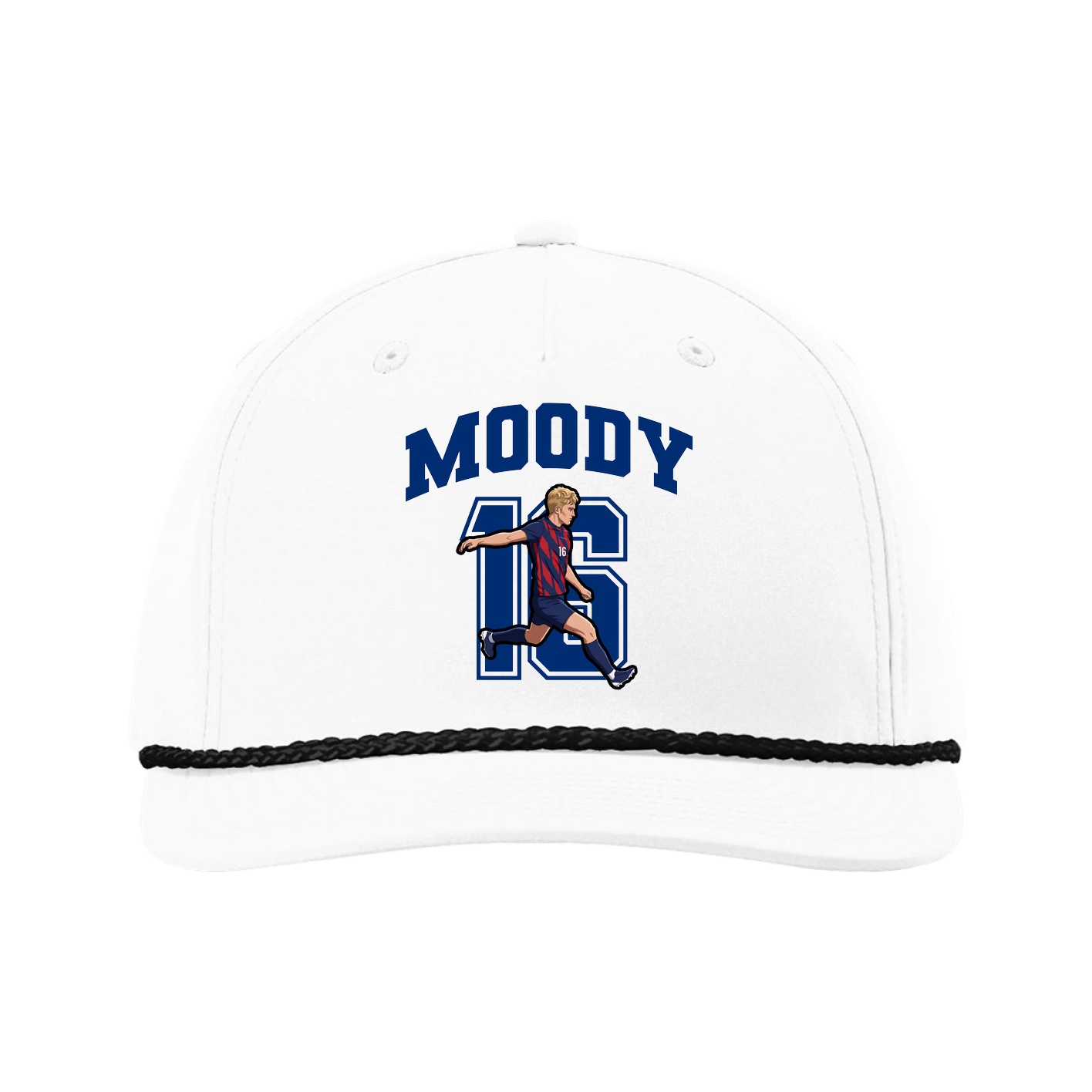 Five-Panel Classic Rope Cap — Number in White