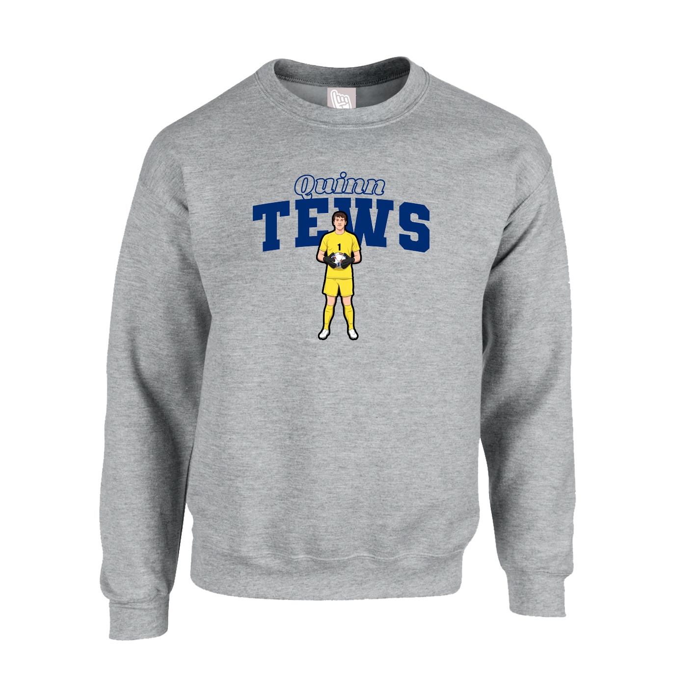 Fleece Crew — Name Arch in Grey