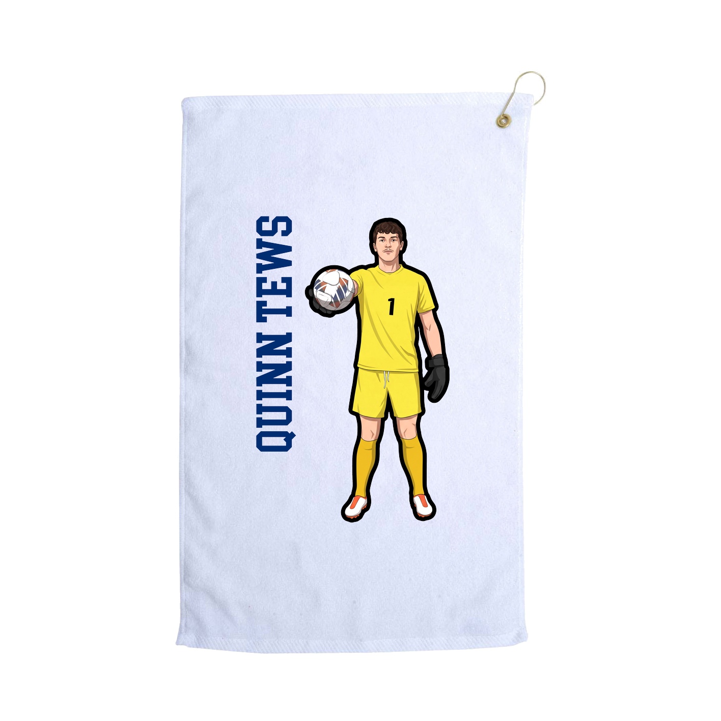 Golf Towel — Name Vertical in White