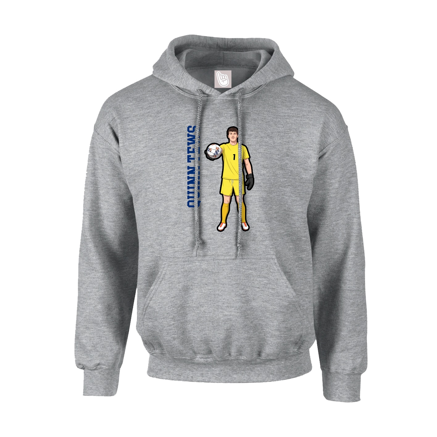 Hoodie — Name Vertical in Grey