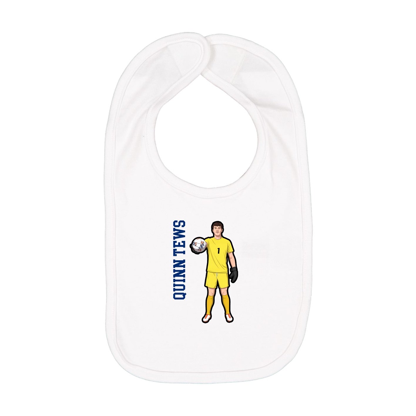Infant Bib — Name Vertical in White